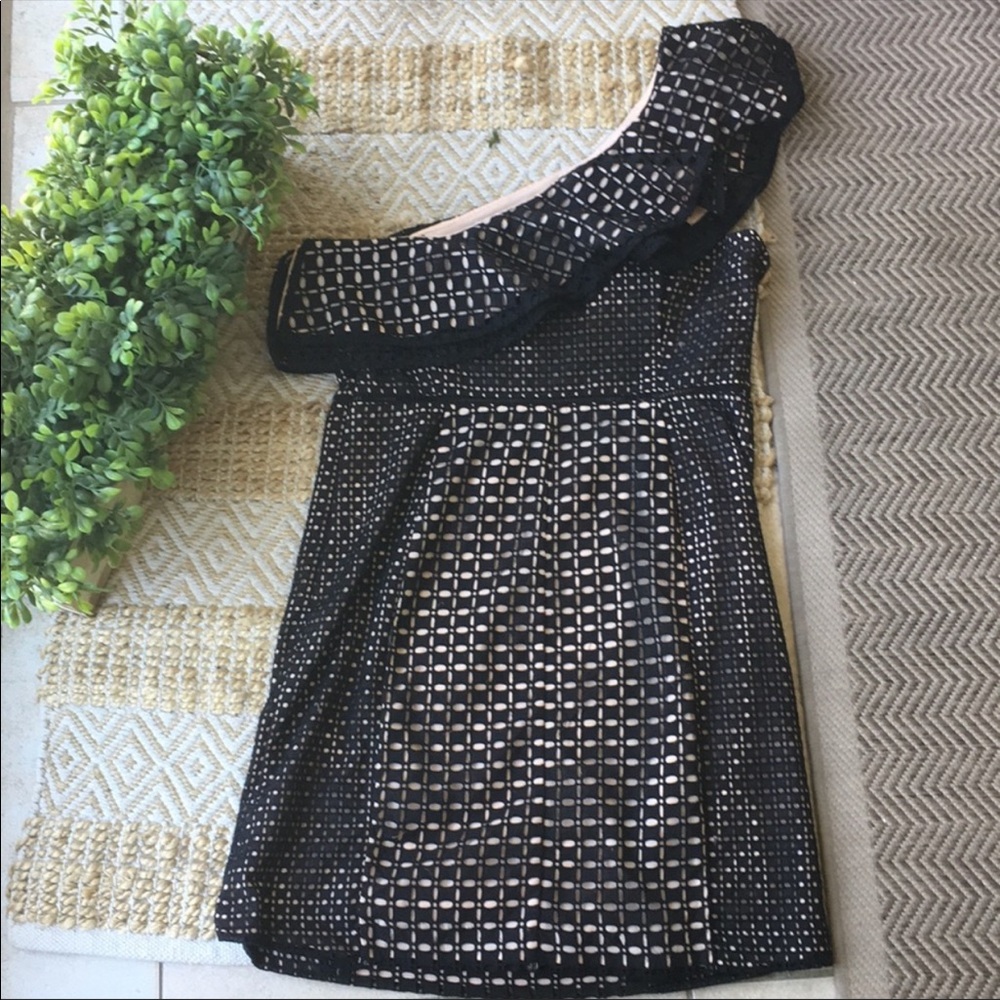 J. Crew one shoulder eyelet cocktail dress